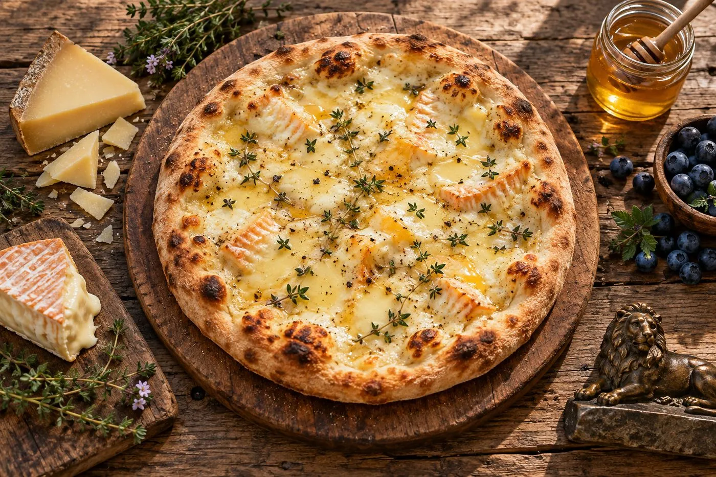 Pizza bianca aux fromages de montagne dans une pizzeria dans le Territoire de Belfort, entre tradition italienne et terroir local